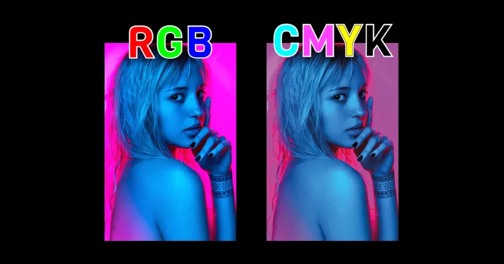 Comparación de conversión de colores de RGB a CMYK en Adobe