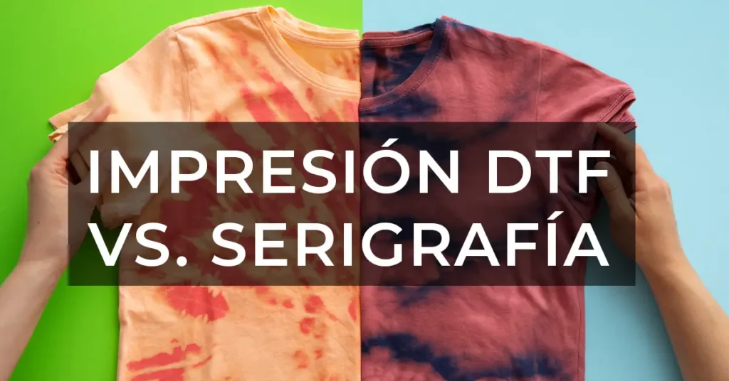 Comparativa entre impresión DTF y serigrafía en camisetas de colores.